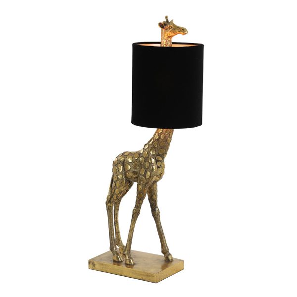 Light & Living Giraffe tafellamp - met zwarte kap - 61 cm hoog - 26 cm breed - E27 - brons