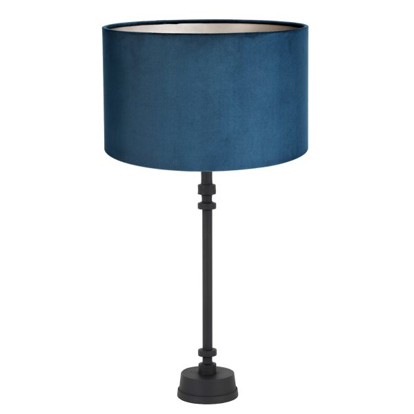 Light & Living Howell tafellamp - schemerlamp - Ø30 cm - 50 cm hoog - blauwe kap - zwart