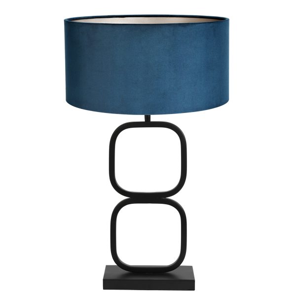 Light & Living Lutika tafellamp - schemerlamp - Ø40 cm - 65 cm hoog - blauwe kap - zwart - Afbeelding 2
