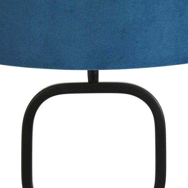 Light & Living Lutika tafellamp - schemerlamp - Ø40 cm - 65 cm hoog - blauwe kap - zwart - Afbeelding 3