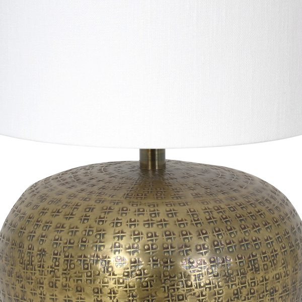 Light & Living Gondia tafellamp - Ø30 cm - 42 cm hoog - witte kap - E27 - goud - Afbeelding 2