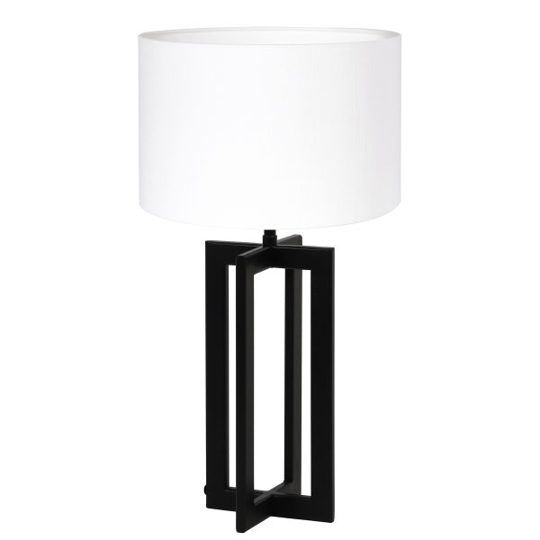 Light & Living Mace tafellamp - schemerlamp - 53 cm hoog - Ø30 cm - zwart frame met witte kap