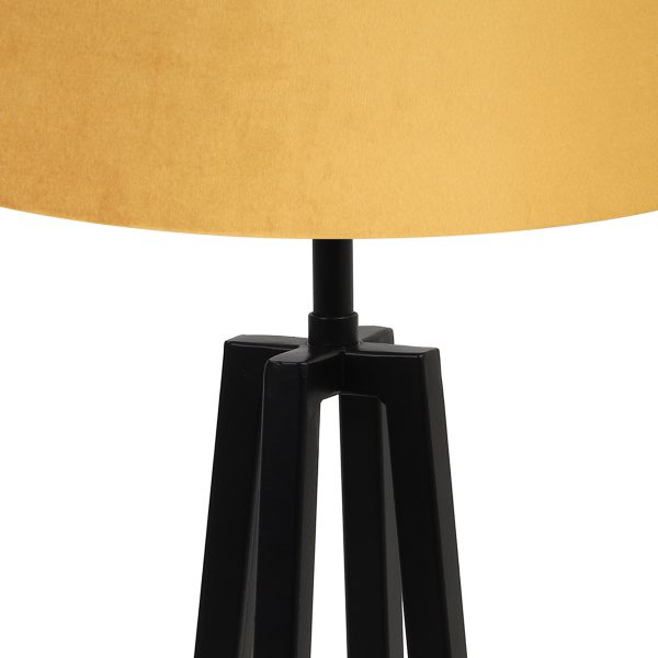 Light & Living Miley tafellamp - lampenvoet - 49 cm hoog - Ø30 cm - zwart met okergele kap - Afbeelding 2