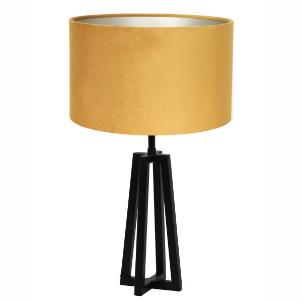 Light & Living Miley tafellamp - lampenvoet - 49 cm hoog - Ø30 cm - zwart met okergele kap