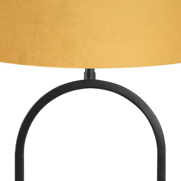Light & Living Jamiri tafellamp - met okergouden kap - 70 cm hoog - Ø kap 40 cm - zwart - Afbeelding 2