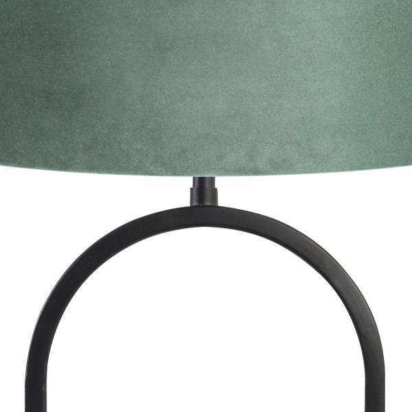 Light & Living Jamiri tafellamp - met groene velvet kap - 70 cm hoog - Ø kap 40 cm - zwart - Afbeelding 2