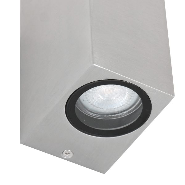Steinhauer Logan wandlamp - voor buiten - tweelichts - IP44 - 7 cm breed - GU10 - staal - Afbeelding 5