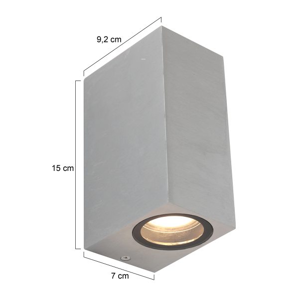 Steinhauer Logan wandlamp - voor buiten - tweelichts - IP44 - 7 cm breed - GU10 - staal - Afbeelding 6