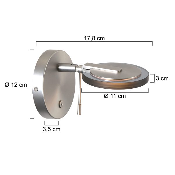 Steinhauer Turound wandlamp - dimbaar - Ø12,5 cm - 18 cm diep - draai- en kantelbaar - rookglas en staal - Afbeelding 6