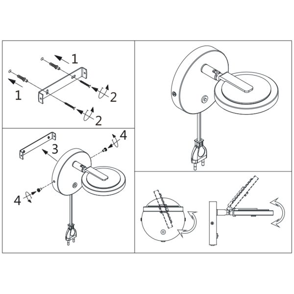 Steinhauer Turound wandlamp - dimbaar - Ø12,5 cm - 18 cm diep - draai- en kantelbaar - rookglas en staal - Afbeelding 7