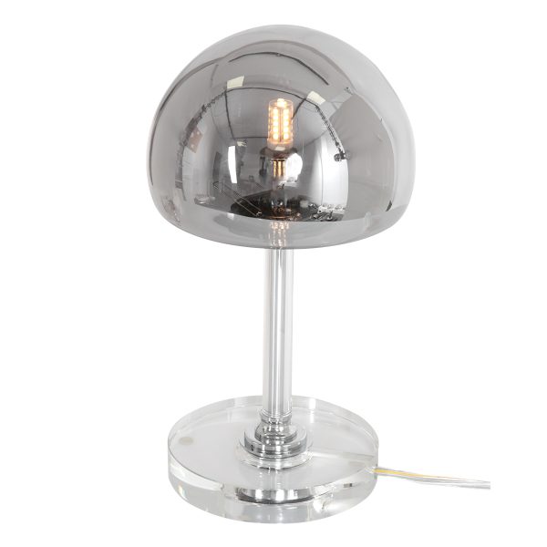 Steinhauer Ancilla tafellamp - rookglazen kap - 2700K - 300L - 3W - 4 standen dimbaar - touchdimmer - chroom - Afbeelding 7