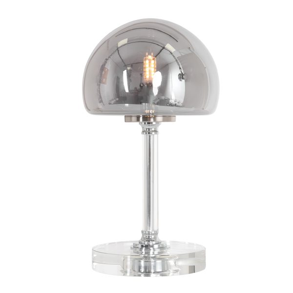 Steinhauer Ancilla tafellamp - rookglazen kap - 2700K - 300L - 3W - 4 standen dimbaar - touchdimmer - chroom