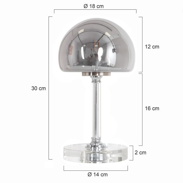 Steinhauer Ancilla tafellamp - rookglazen kap - 2700K - 300L - 3W - 4 standen dimbaar - touchdimmer - chroom - Afbeelding 6