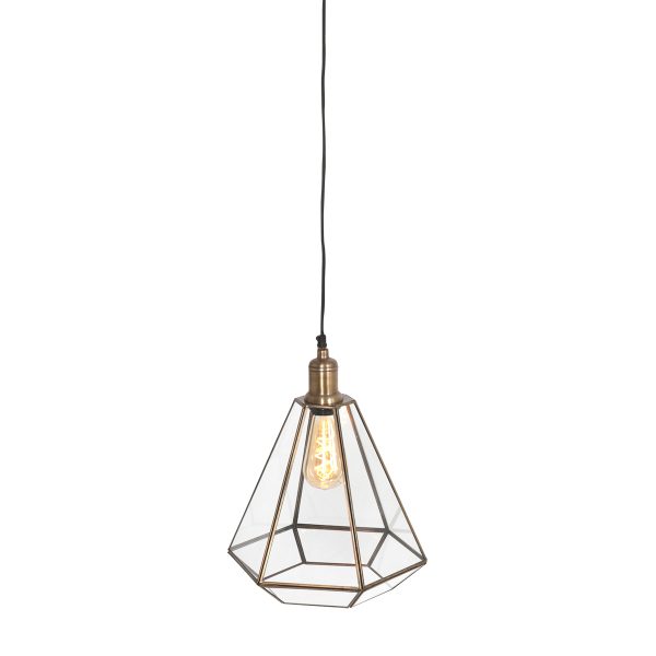 Steinhauer Pimpernel hanglamp - zeshoek - E27 - in hoogte verstelbaar - brons