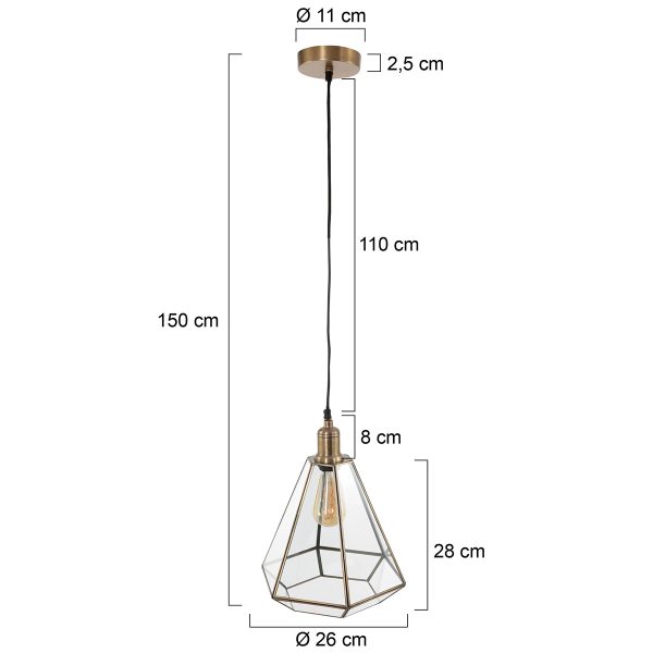 Steinhauer Pimpernel hanglamp - zeshoek - E27 - in hoogte verstelbaar - brons - Afbeelding 7