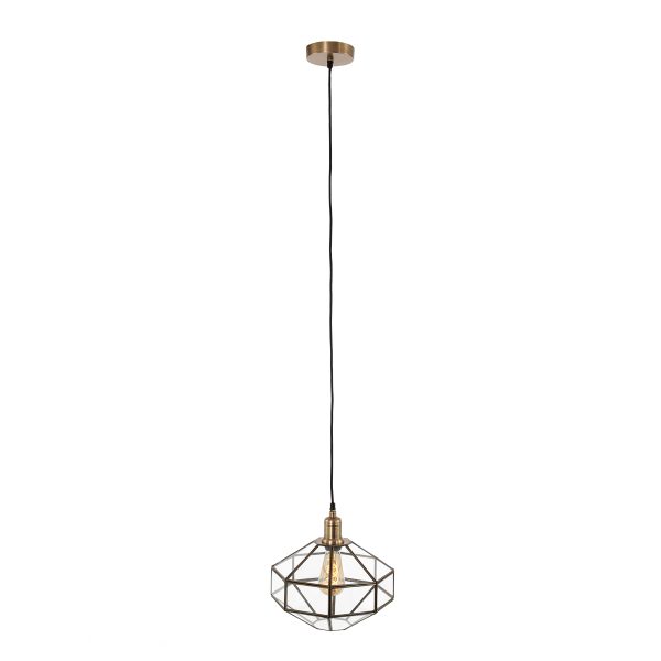 Steinhauer Pimpernel hanglamp - octagon - E27 - dimbaar met dimbare lichtbron - in hoogte verstelbaar - brons - Afbeelding 2