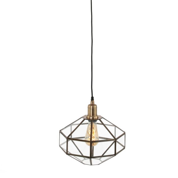 Steinhauer Pimpernel hanglamp - octagon - E27 - dimbaar met dimbare lichtbron - in hoogte verstelbaar - brons