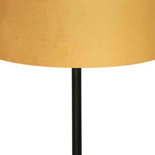 Light & Living Phuket vloerlamp - 165 cm hoog - Ø40 cm - E27 - okergele kap - bewerkt zwart - Afbeelding 2
