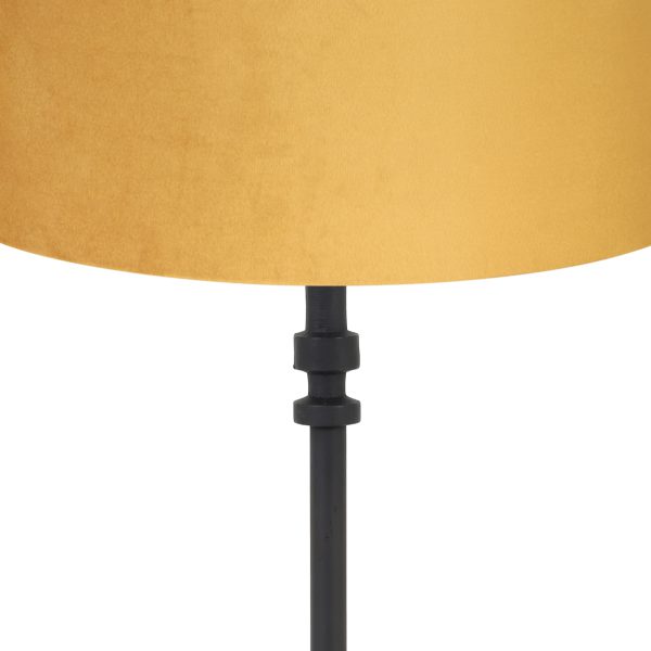 Light & Living Howell tafellamp - schemerlamp - 50 cm hoog -  Ø30 cm - zwart met okergele kap - Image 2