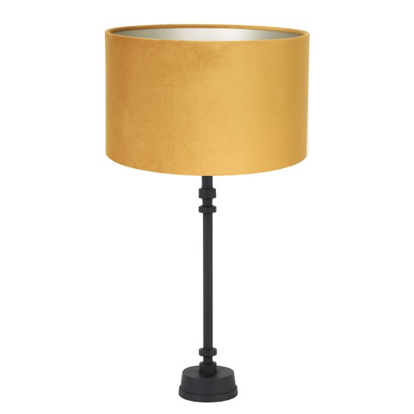 Light & Living Howell tafellamp - schemerlamp - 50 cm hoog -  Ø30 cm - zwart met okergele kap