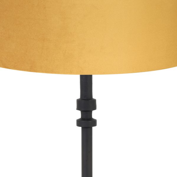 Light & Living Howell tafellamp - lampenvoet - 66 cm hoog - Ø40 cm - zwarte voet met okergele kap - Afbeelding 2