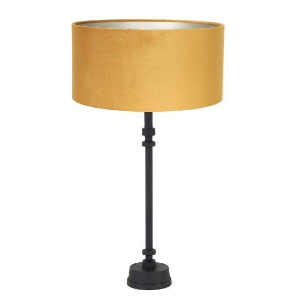 Light & Living Howell tafellamp - lampenvoet - 66 cm hoog - Ø40 cm - zwarte voet met okergele kap