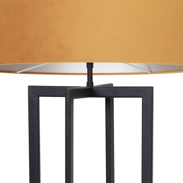 Light & Living Mace lampenvoet - vloerlamp - met okergele kap - 160 cm hoog - E27 - zwart - Image 2