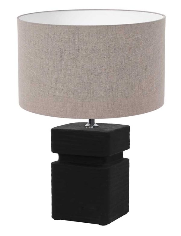 Light & Living Amta tafellamp – E27 (grote fitting) – taupe en zwart