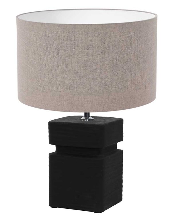 Light & Living Amta tafellamp – E27 (grote fitting) – taupe en zwart