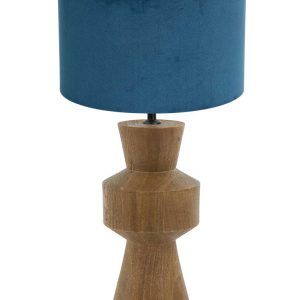 Light & Living Gregor tafellamp – ø 17 cm – E27 (grote fitting) – beuken en blauw