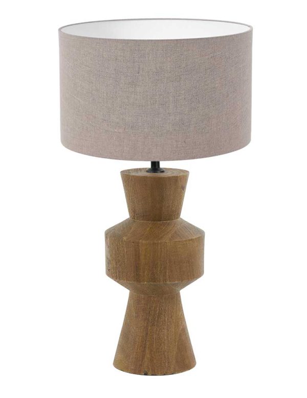 Light & Living Gregor tafellamp – ø 17 cm – E27 (grote fitting) – beuken en taupe