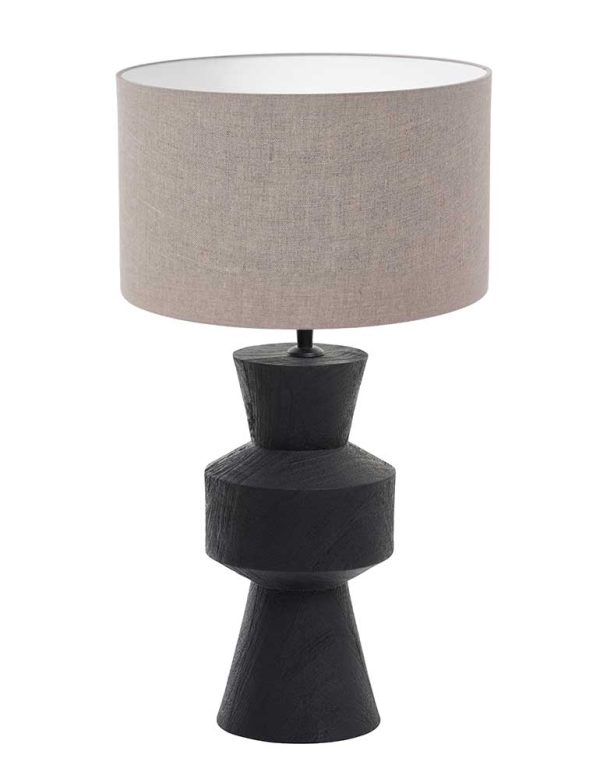 Light & Living Gregor tafellamp – ø 17 cm – E27 (grote fitting) – taupe en zwart