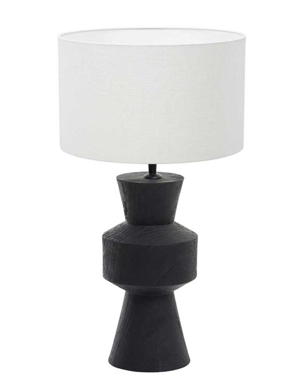 Light & Living Gregor tafellamp – ø 17 cm – E27 (grote fitting) – wit en zwart