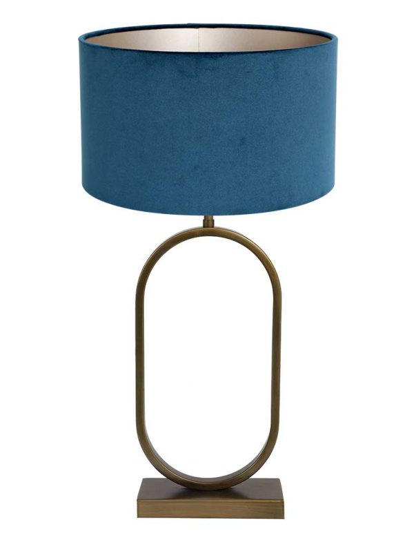 Light & Living Jamiri tafellamp – E27 (grote fitting) – blauw en brons