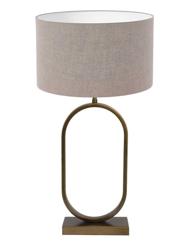Light & Living Jamiri tafellamp – E27 (grote fitting) – brons en taupe
