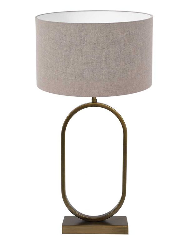 Light & Living Jamiri tafellamp – E27 (grote fitting) – brons en taupe