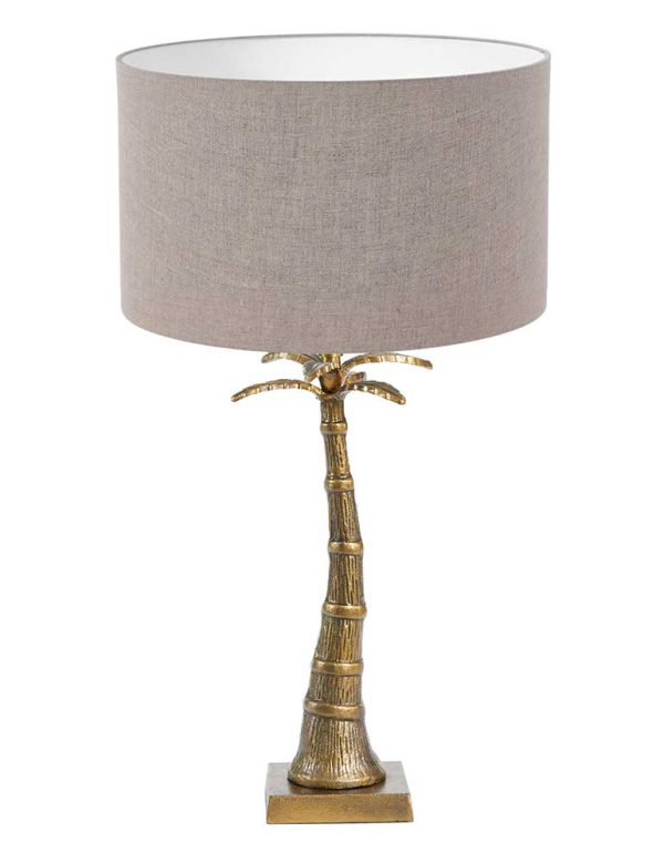 Light & Living Palmtree tafellamp – E27 (grote fitting) – brons en taupe