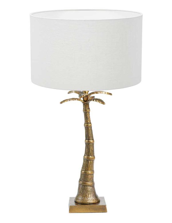 Light & Living Palmtree tafellamp – E27 (grote fitting) – brons en wit