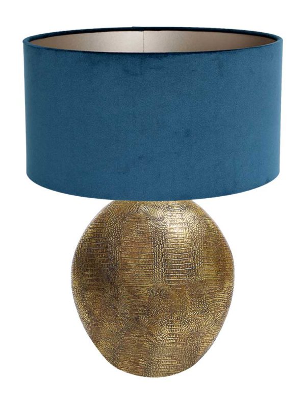 Light & Living Skeld tafellamp – E27 (grote fitting) – blauw en brons