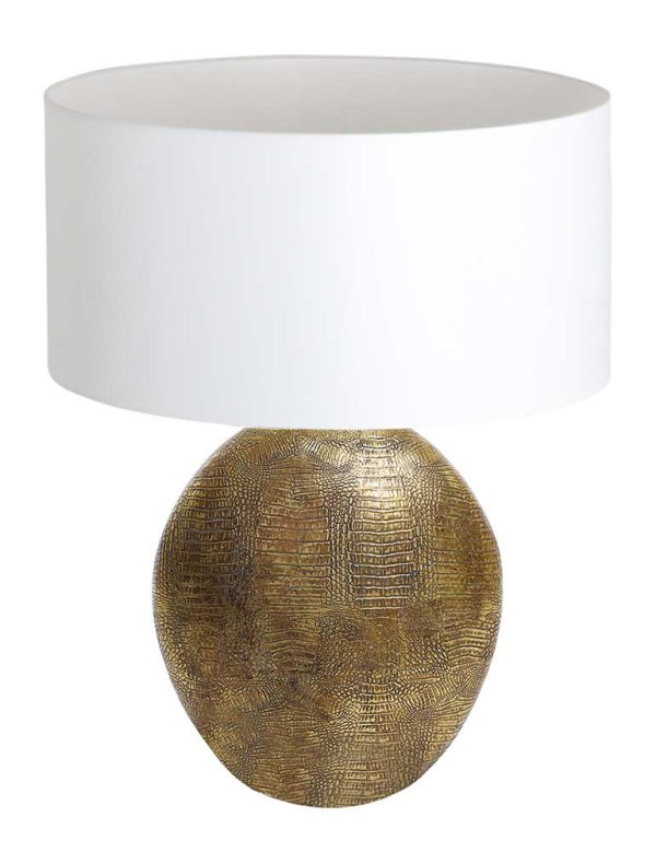 Light & Living Skeld tafellamp – E27 (grote fitting) – brons en wit