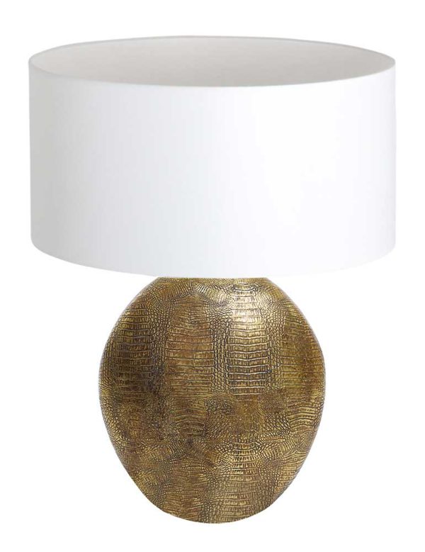 Light & Living Skeld tafellamp – E27 (grote fitting) – brons en wit