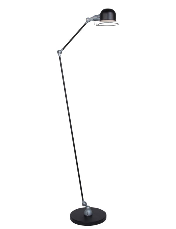 Mexlite Davin vloerlamp – ø 25 cm – Draai- en/of kantelbaar en In hoogte verstelbaar – E14 (kleine fitting) – aluminium en zwart - Afbeelding 2