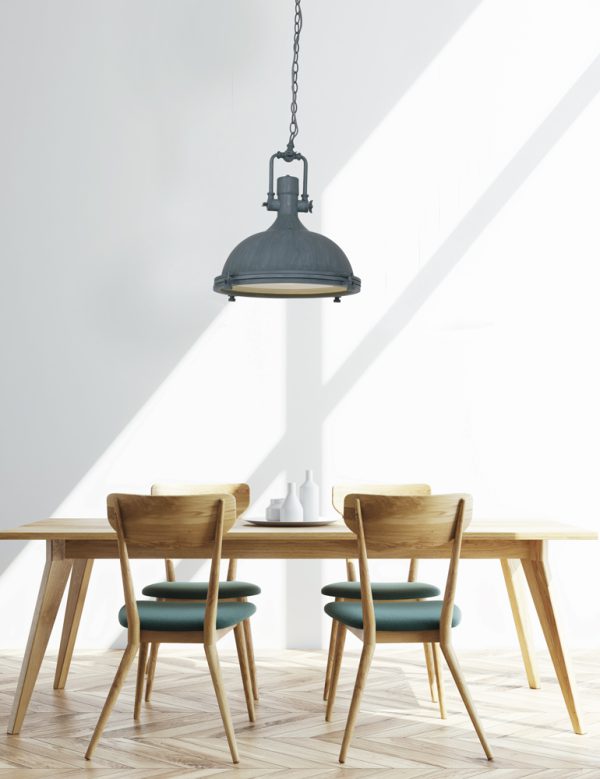 Mexlite Eliga hanglamp – ø 40 cm – In hoogte verstelbaar – E27 (grote fitting) – grijs en wit - Image 2