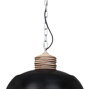 Mexlite Samso hanglamp – ø 50 cm – In hoogte verstelbaar – E27 (grote fitting) – hout en zwart