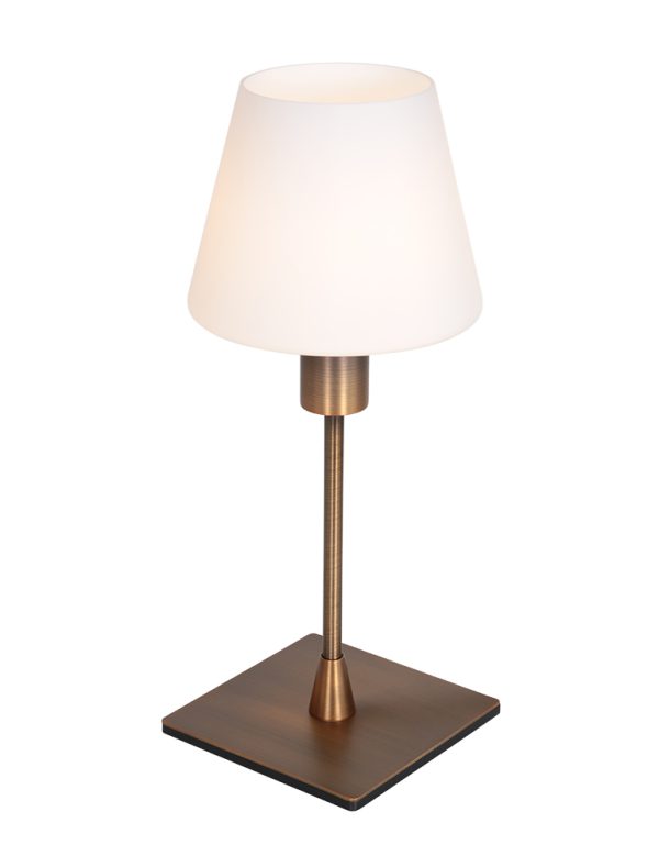 Steinhauer Ancilla tafellamp – E14 (kleine fitting) – brons en opaal