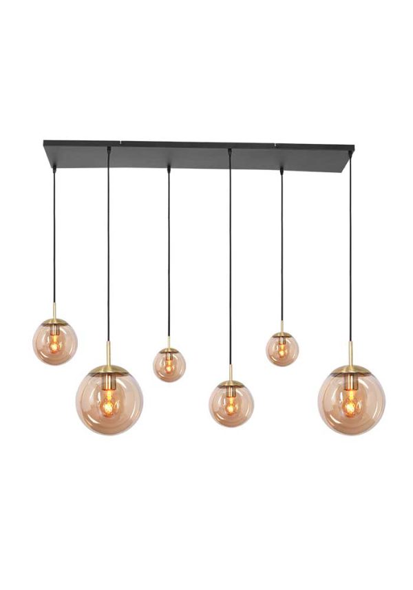 Steinhauer Bollique hanglamp – In hoogte verstelbaar – E27 (grote fitting) – [amberkleurig] en zwart