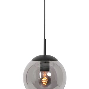 Steinhauer Bollique hanglamp – In hoogte verstelbaar – E27 (grote fitting) – smokeglas en zwart