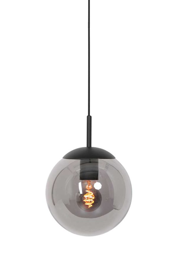 Steinhauer Bollique hanglamp – In hoogte verstelbaar – E27 (grote fitting) – smokeglas en zwart