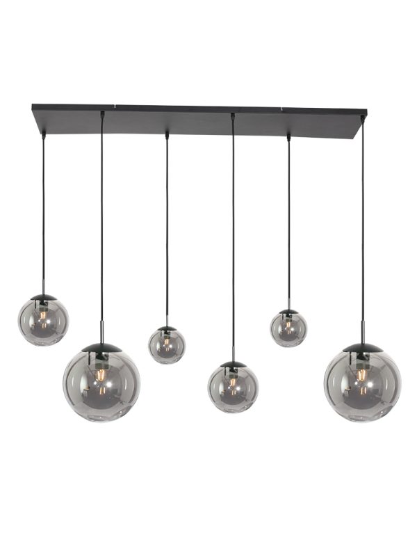 Steinhauer Bollique hanglamp – In hoogte verstelbaar – E27 (grote fitting) – smokeglas en zwart