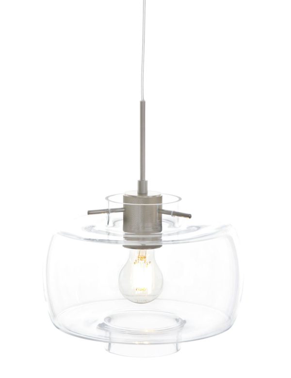 Steinhauer Glass light hanglamp – ø 26 cm – In hoogte verstelbaar – E27 (grote fitting) – grijs